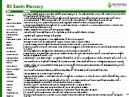 Oil Sands Glossary